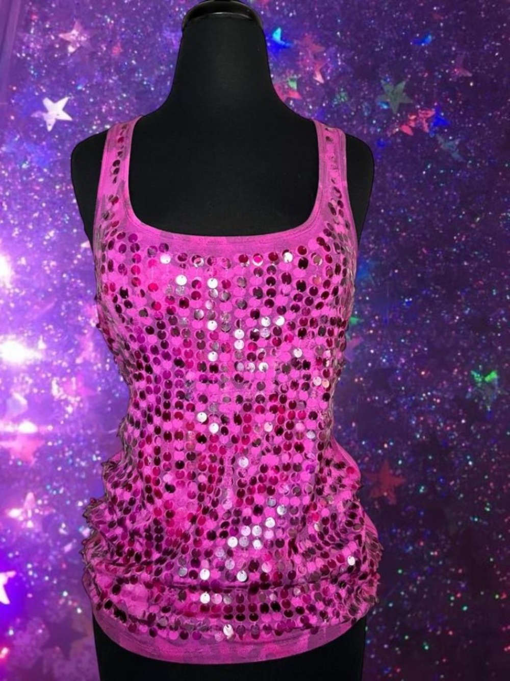 Y2K Pink Sequin Tank Top